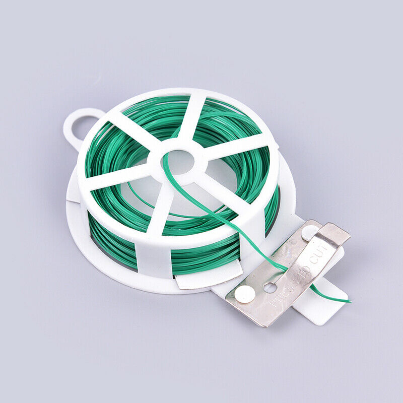 20M Gardening Plant Support Twist Tie Green Wire Roll and Cutter Garden t.l8