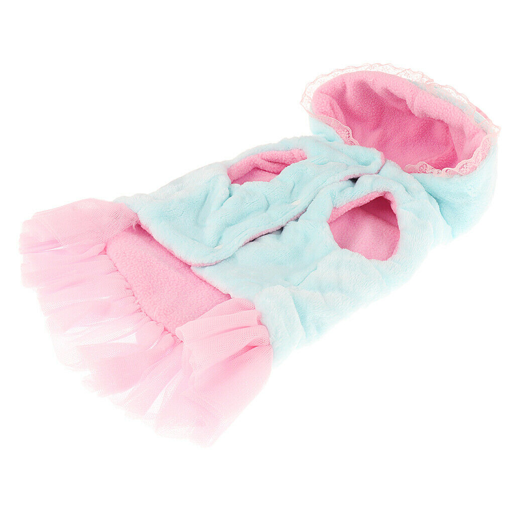 Pet Dog Fashion Velvet Dress Skirt Holiday Party Costume Clothes Blue XL