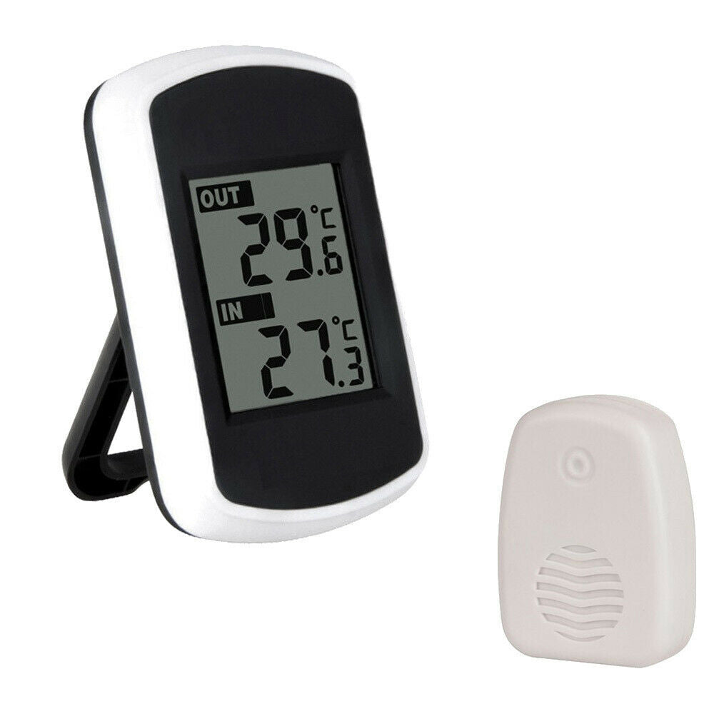 Digital Wireless Electronic Thermometer for Indoor Outdoor Universal Black