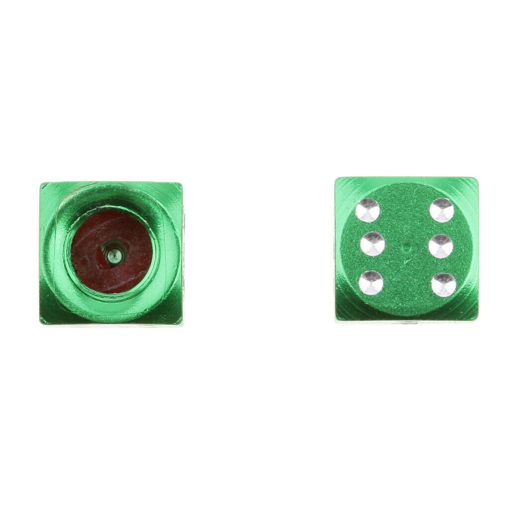 4Pcs Green Dice Tire/Wheel Stem Air Valve Caps Covers Set Motorcycle ATV