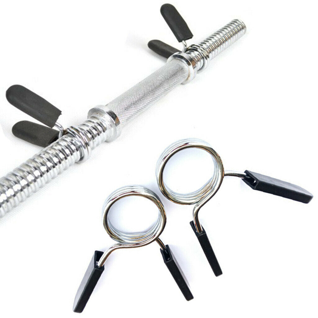 2 Pieces Barbells Spring Clips 1'' Steel Dumbbell Bar Bars Collar Hardware