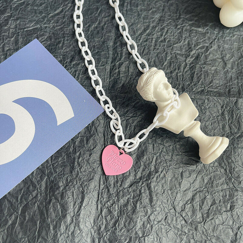 Fashion Pink Letter Heart-shaped Pendant Clavicle Chain Alloy For Women Jewelry