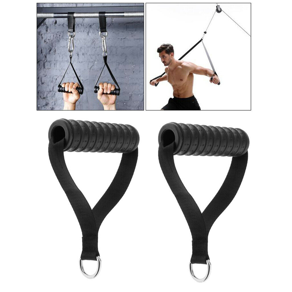 2x CABLE MACHINE ATTACHMENT Handles Heavy Duty Exercise Workout Equipment Grips