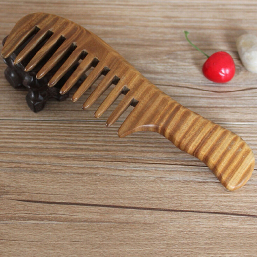 Wooden Natural Sandalwood Handmade Wide Tooth Comb Massage Comb Hair Care SEBD