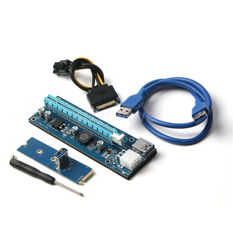 New USB 3.0 NGFF M.2 To 16x Extender Riser Card Adapter Power Cable 6pin