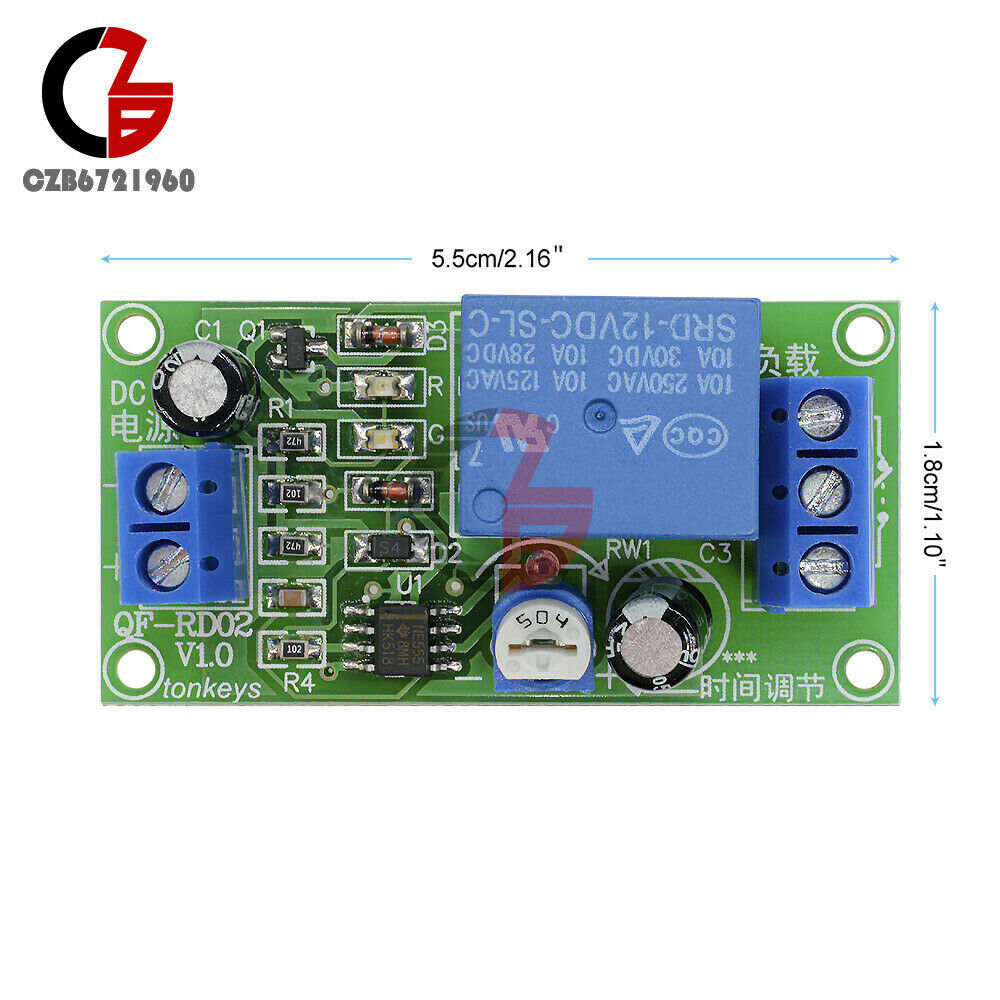 NE555 DC 12V 0~60 Seconds Delay Timer Time Switch Adjustable Time Relay Module