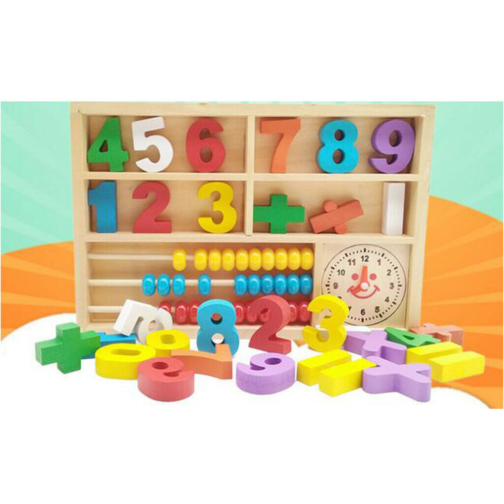 Wood Blocks Puzzle Board Set Toddler Preschool Kids Toys for Number Counting,