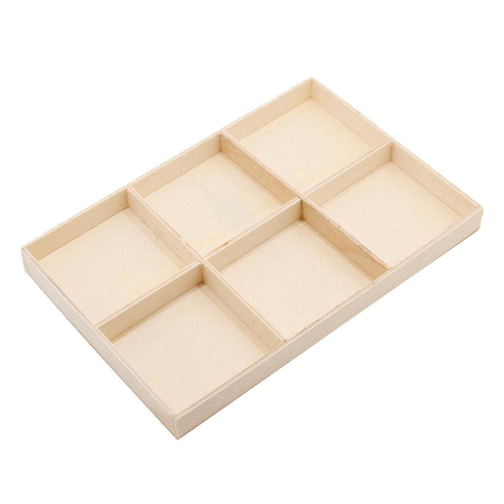 6 Compartments Wooden Divided Boxes Succulents Flower Pot Desktop Storage Box