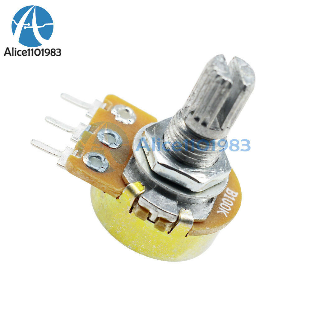 10PCS 100K ohm Linear Taper Rotary Potentiometer Panel pot B100K 15mm WH148 3Pin