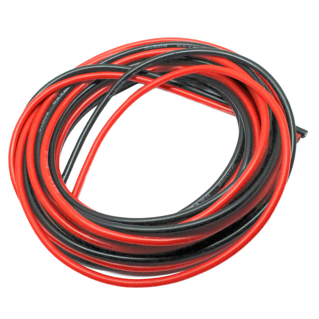 2Pcs 16AWG Flexible Silicone Wire Cable Temperature Resistant Red+Black