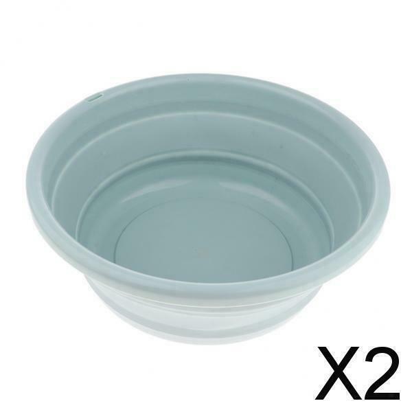 2X Collapsible Wash Basin Folding Wash Basin for Fishing Camping 20cm Blue 1