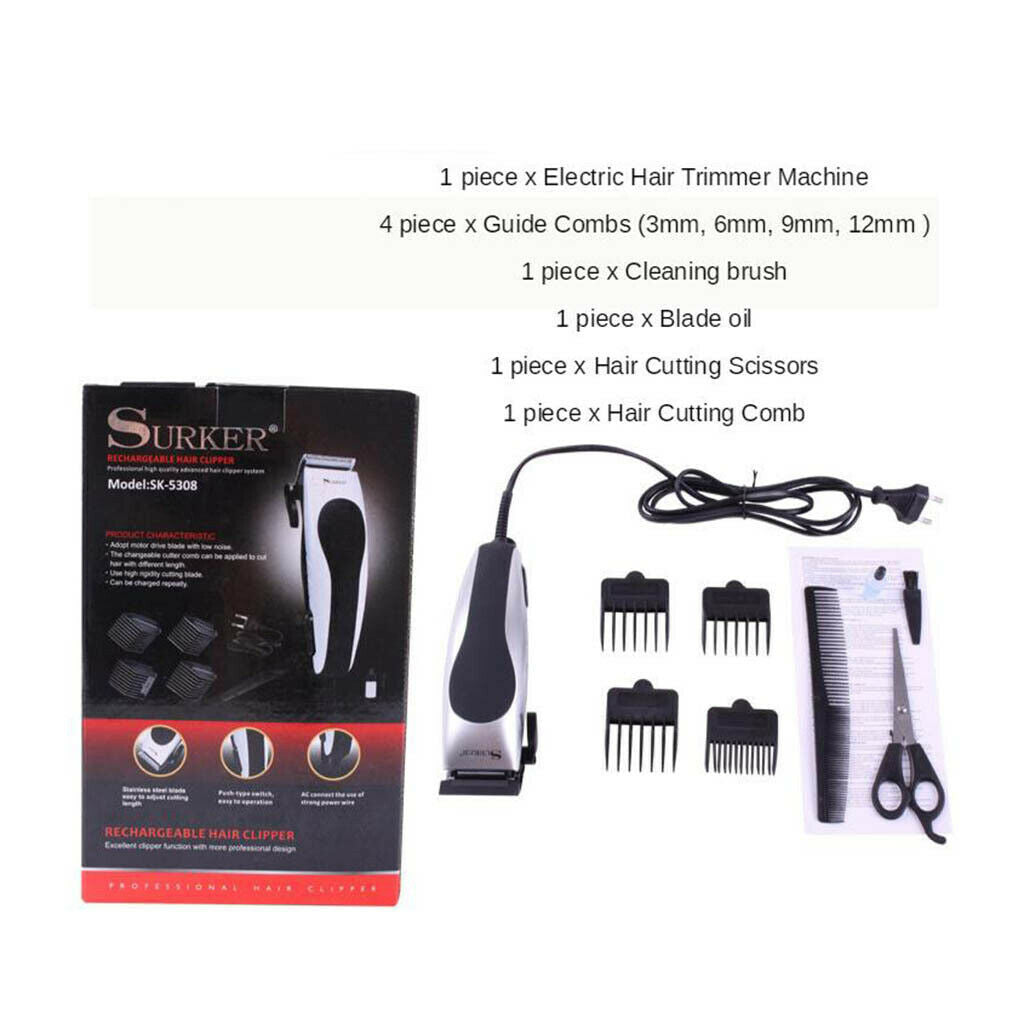 Electric Hair Clippers Kit Kids Hair Cutting Kit Black Men's Grooming Kit