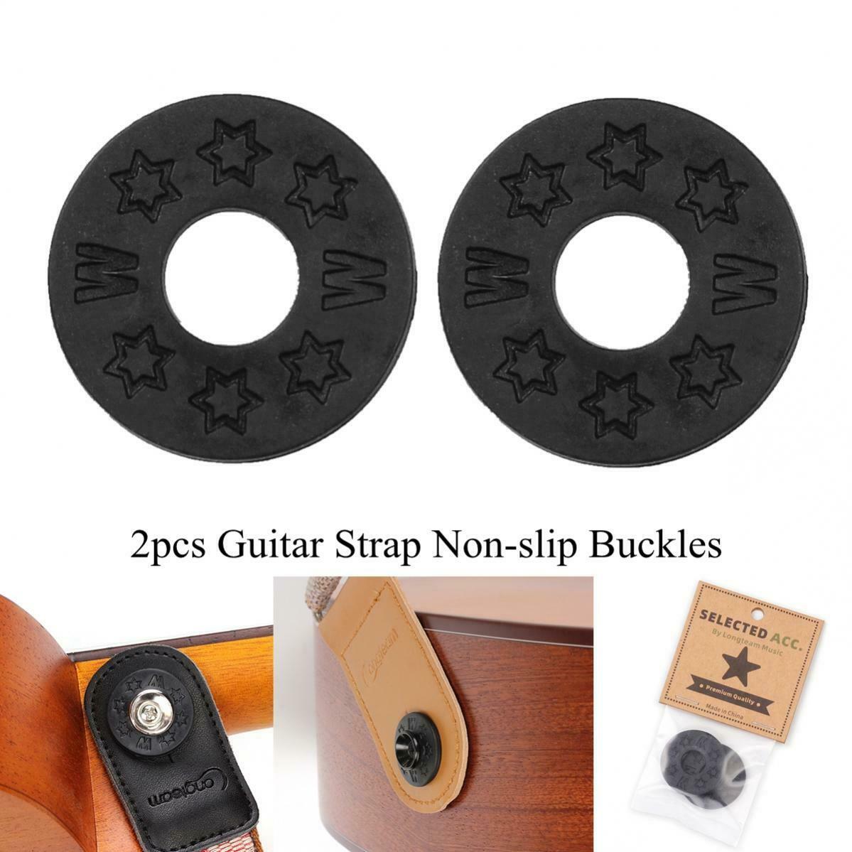 2pcs Non Slip Guitar Strap Buckles Ukulele Anti Falling Rubber Cushion Strap