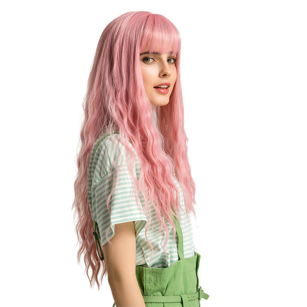24'' Elegant Women's Curly   Center Parting Wigs Wig with Flat Bangs