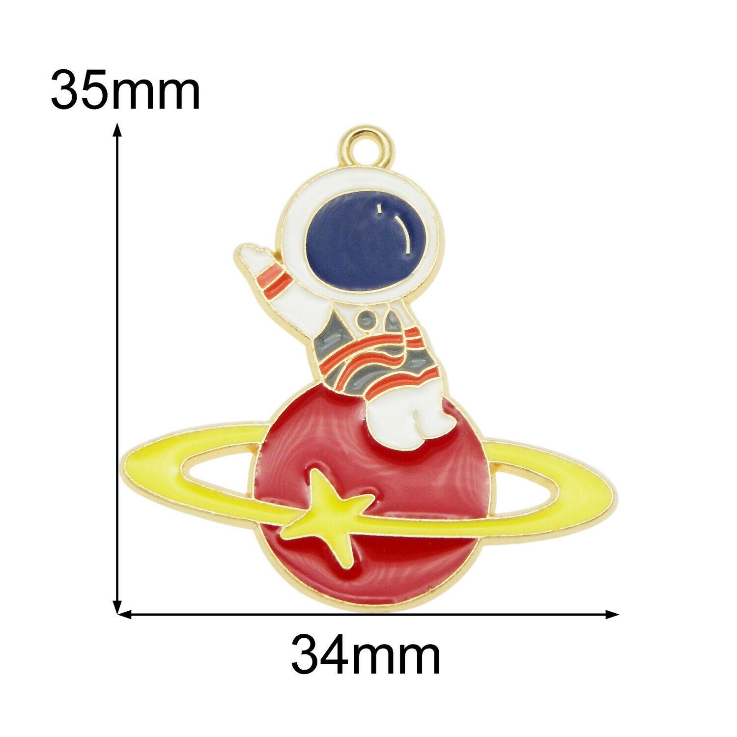 Wholesale 35x34mm Enamel Astronaut Planet Pendant Charm for Necklace Bracelet 8x