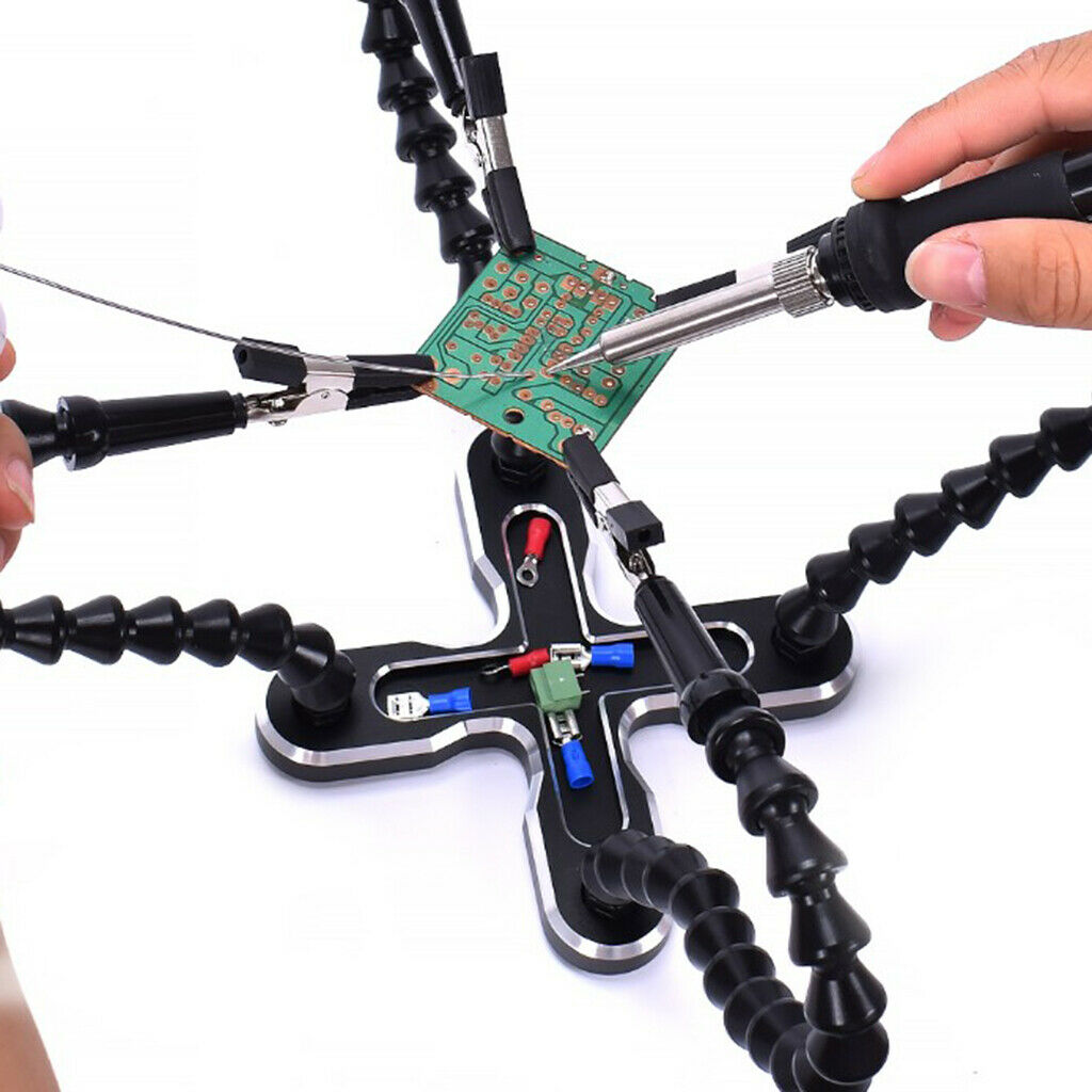 Helping Hand Soldering Third Hand Flexible 4 Arm 360° Rotary Station Black