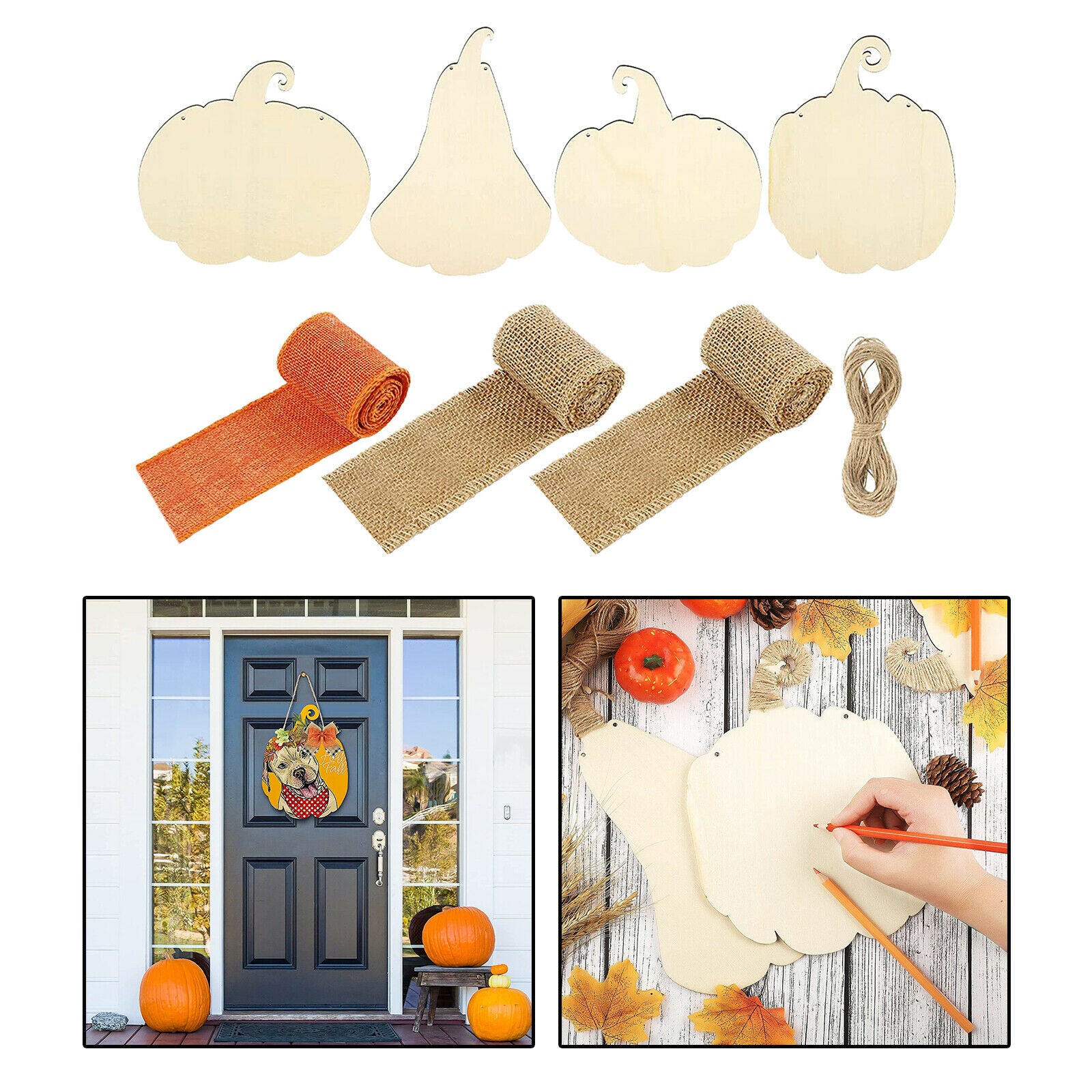 Unfinished Wood Pumpkin Cutout Shapes for Party Halloween Wall Art Supplies