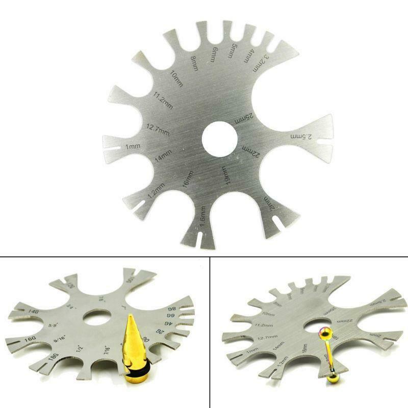 Stainless Steel Body Jewelry Piercings Gauge Measurement Wheel Measures18G-0G
