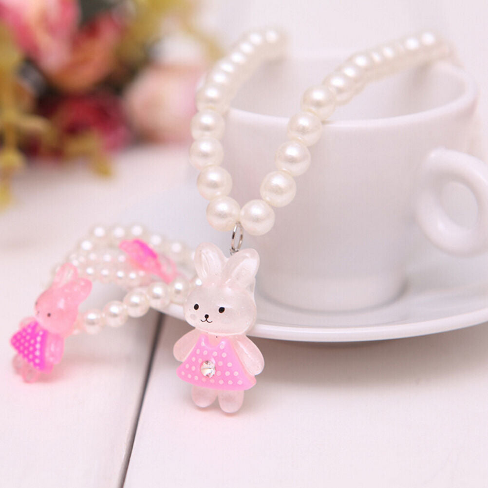 Children Girls Princess Baby Beads Necklace&Bracelet&Ring Set Jewelry Gif.l8