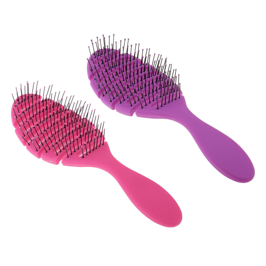 2PCS Anti-static Scalp Massage Hair Brush Comb for Curly Straight Hair Salon