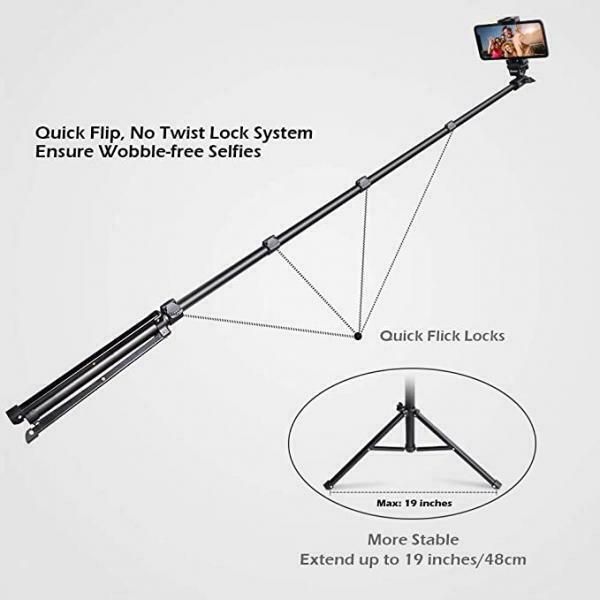 17.5 "to 51" selfie stick tripod extendable w / bluetooth remote heavy duty