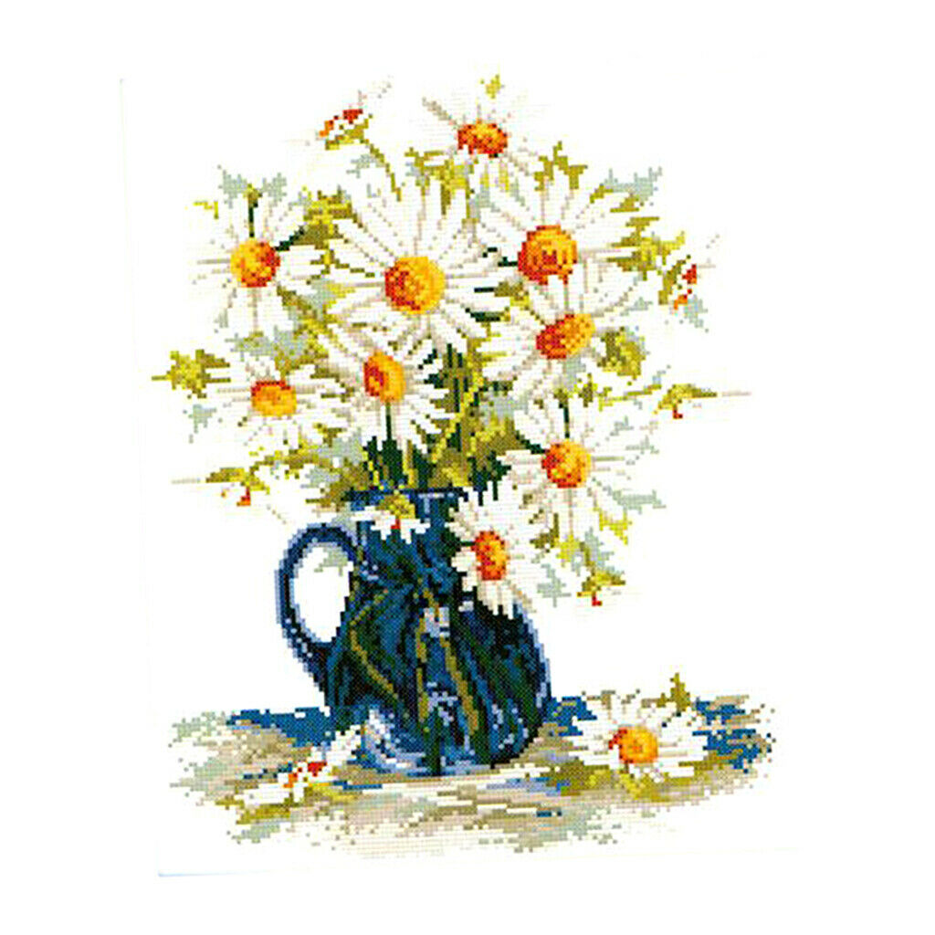 Daisy Printed Cross Stitch Kit for Beginners Stamped Flowers Patterns Decor