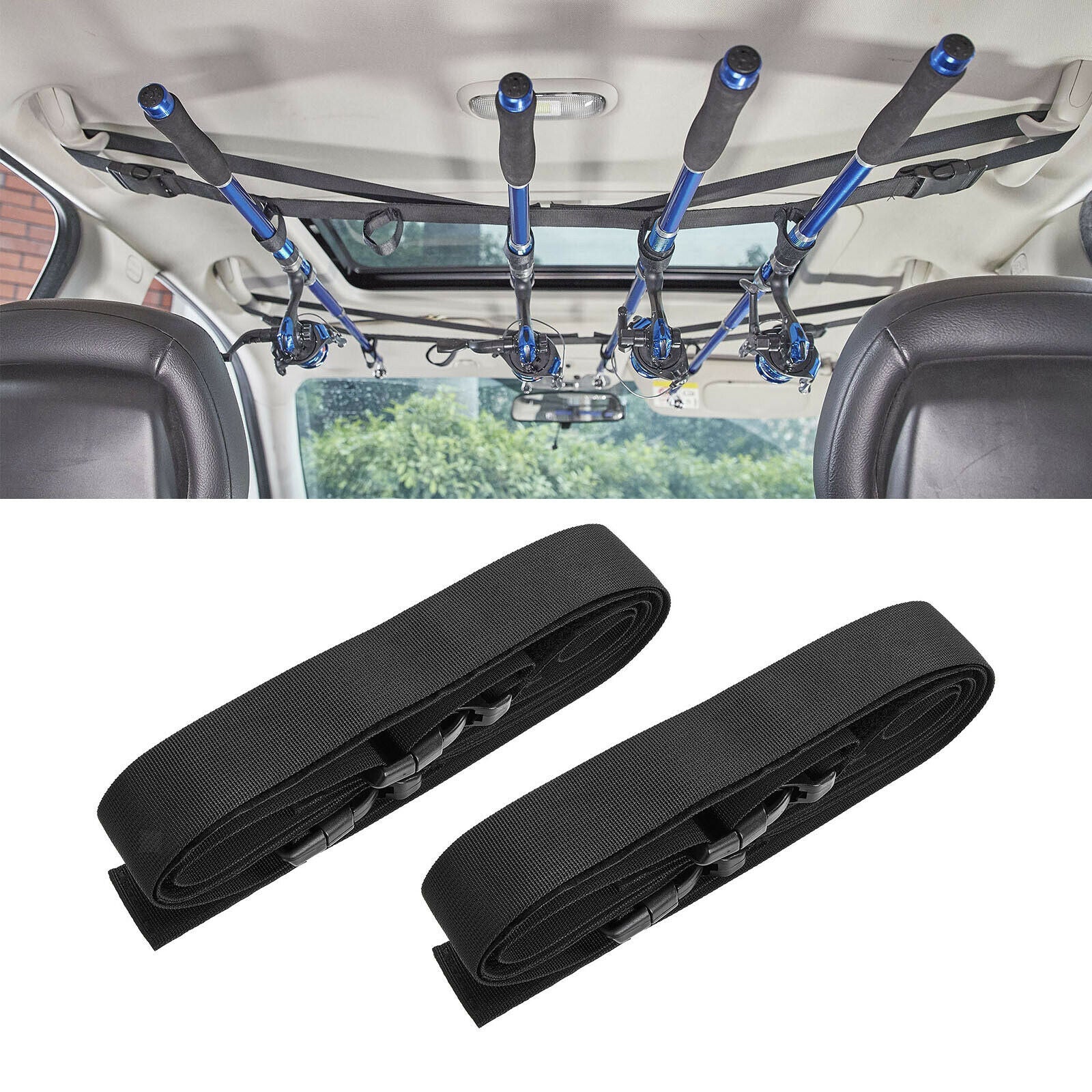 Fishing Rod Rack Holder Strap Storage Vehicle Rest Belt Carrier Tackle Tools