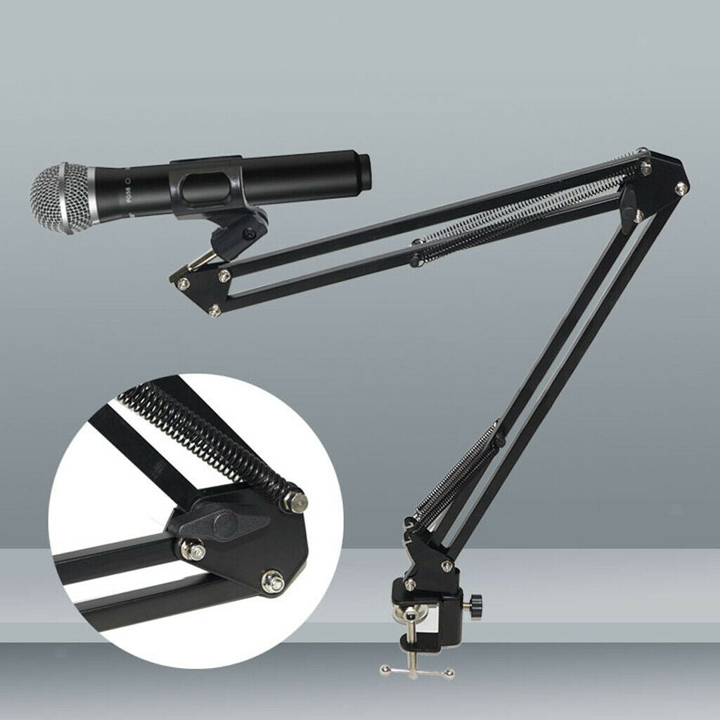 Condenser Microphone Suspension Boom Scissor Arm Stand Set (Black)