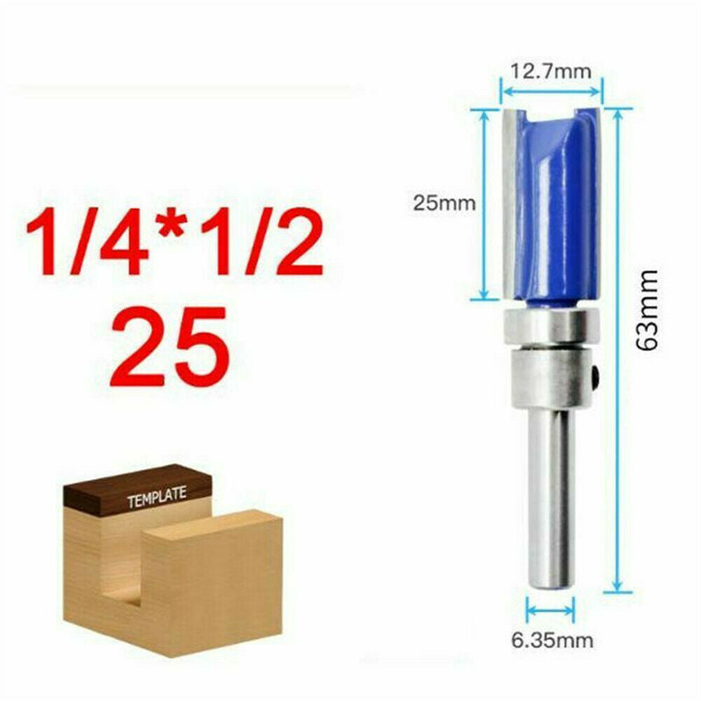 3PCS 1/4" Shank Cutting Straight Router Bit Flush Trim Woodwork Milling Cutter