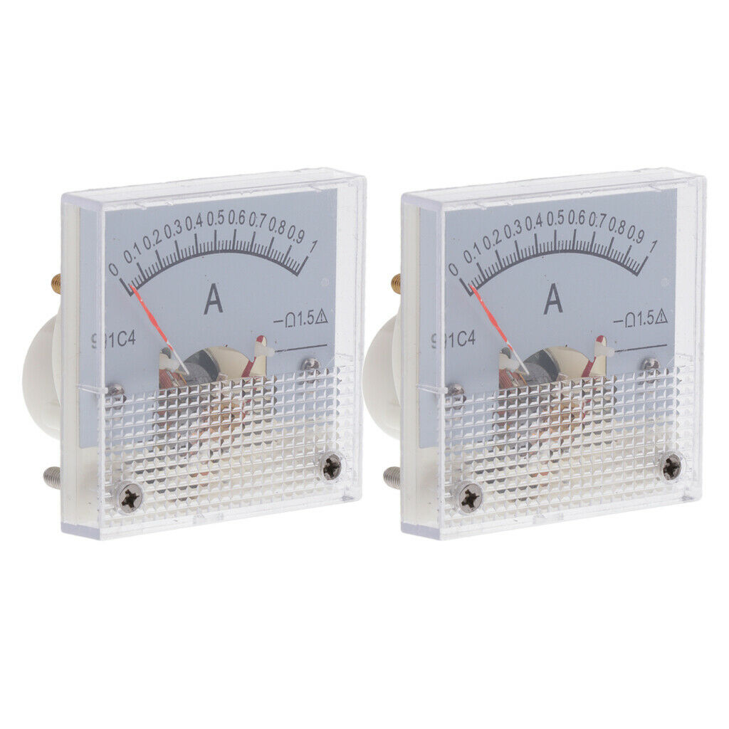 2Pcs/Set DC Analog Panel Mini AMP Meter Volt Gauge Tester Ammeter 91C4 0-1A