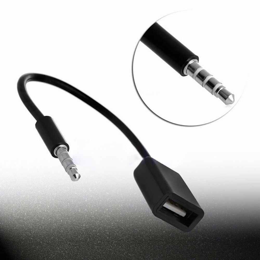 3.5mm Male AUX Audio Plug Jack To USB Female Converter Car Adapter Cable mp3 NEW
