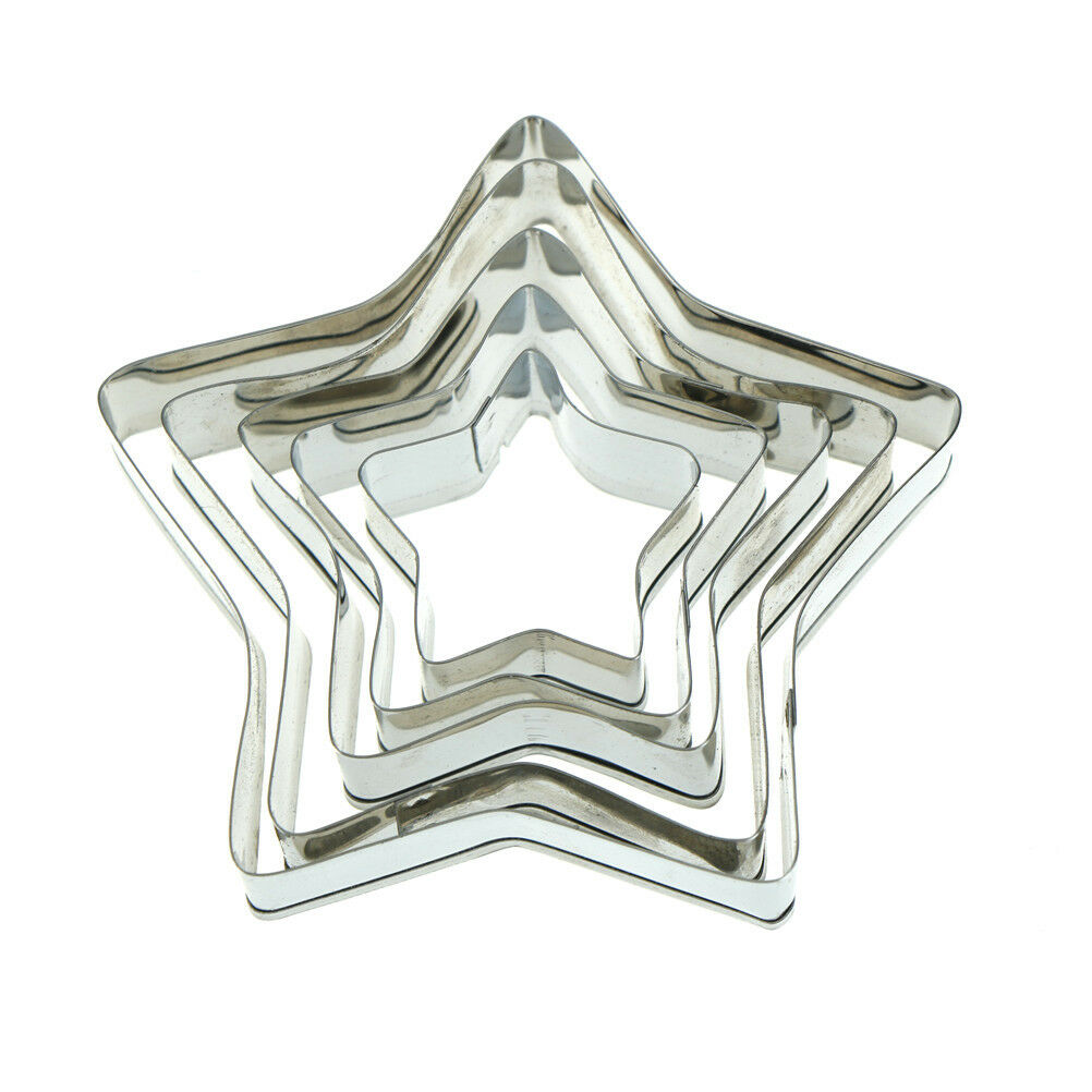 5pcs five-pointed star stainless steel cookie cutter cake biscuit diy moul.l8