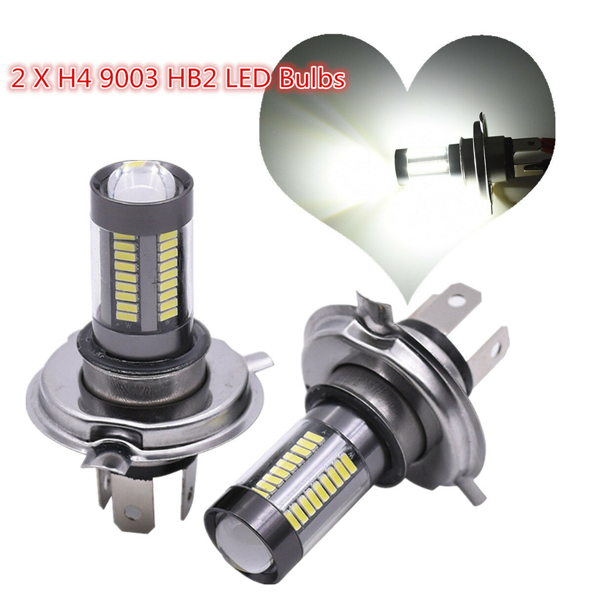 2 X H4 9003 HB2 LED Bulbs for Motorcycle Headlight DRL Fog Lamp Driving Light