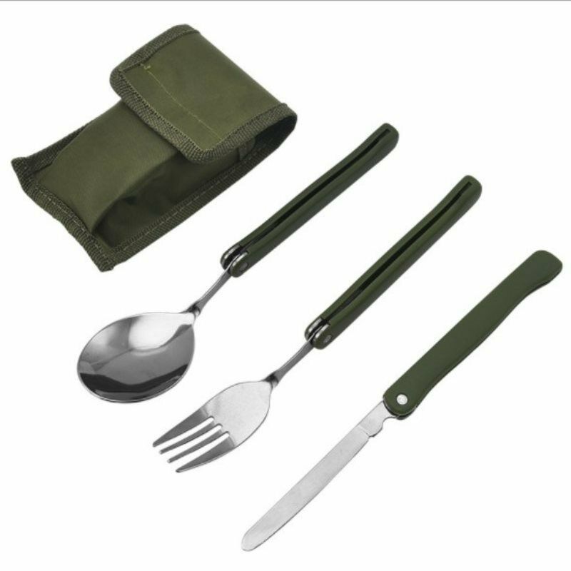 1Set Mini Tableware Set outdoor Tool Folding Cutlery Set with Spoon Fork .l8