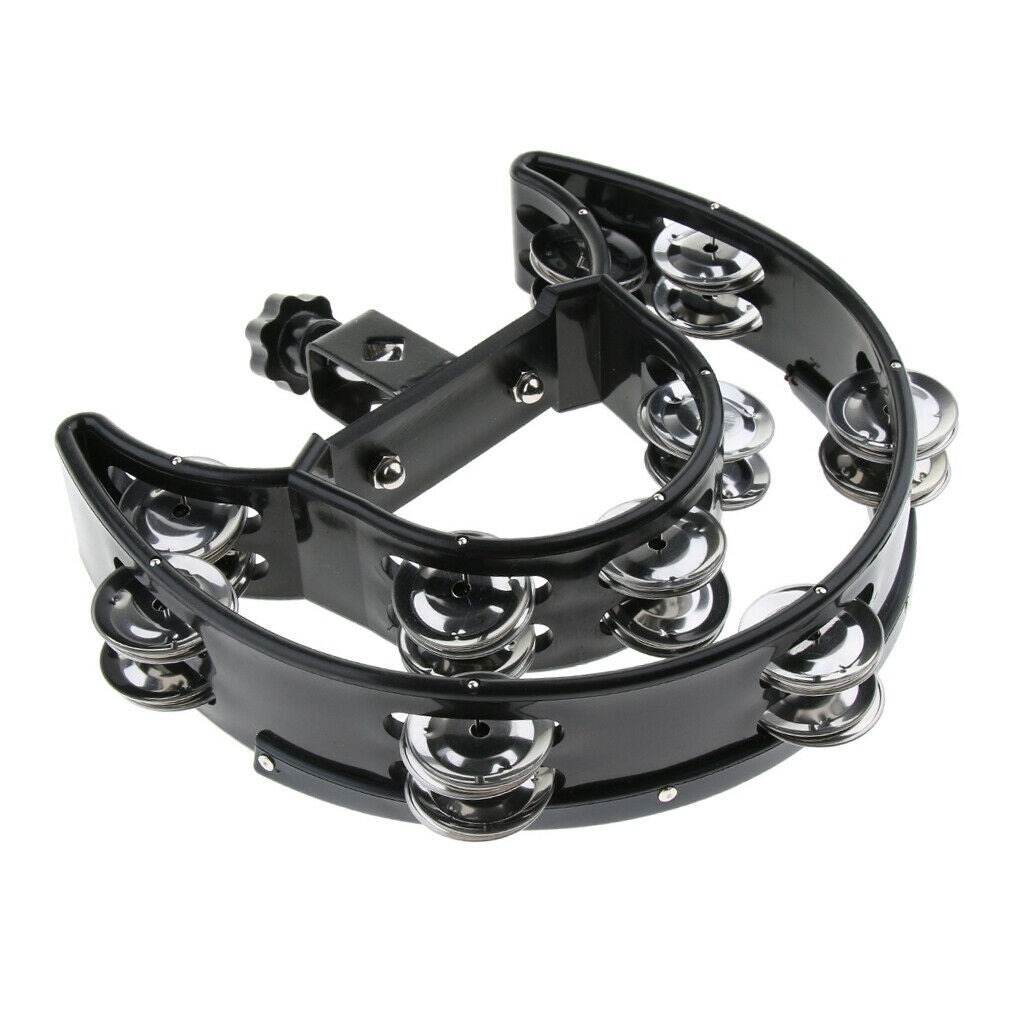 Black Plastic Double Row Jingles Tambourine Hand Percussion for Carnival KTV