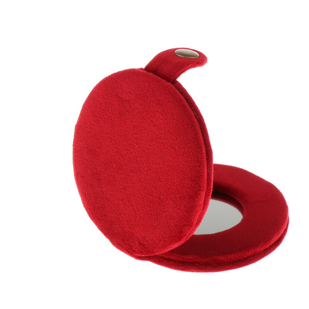 Cute Double Sided Travel Folding Pocket Compact Round Makeup Cosmetic Mirror Red