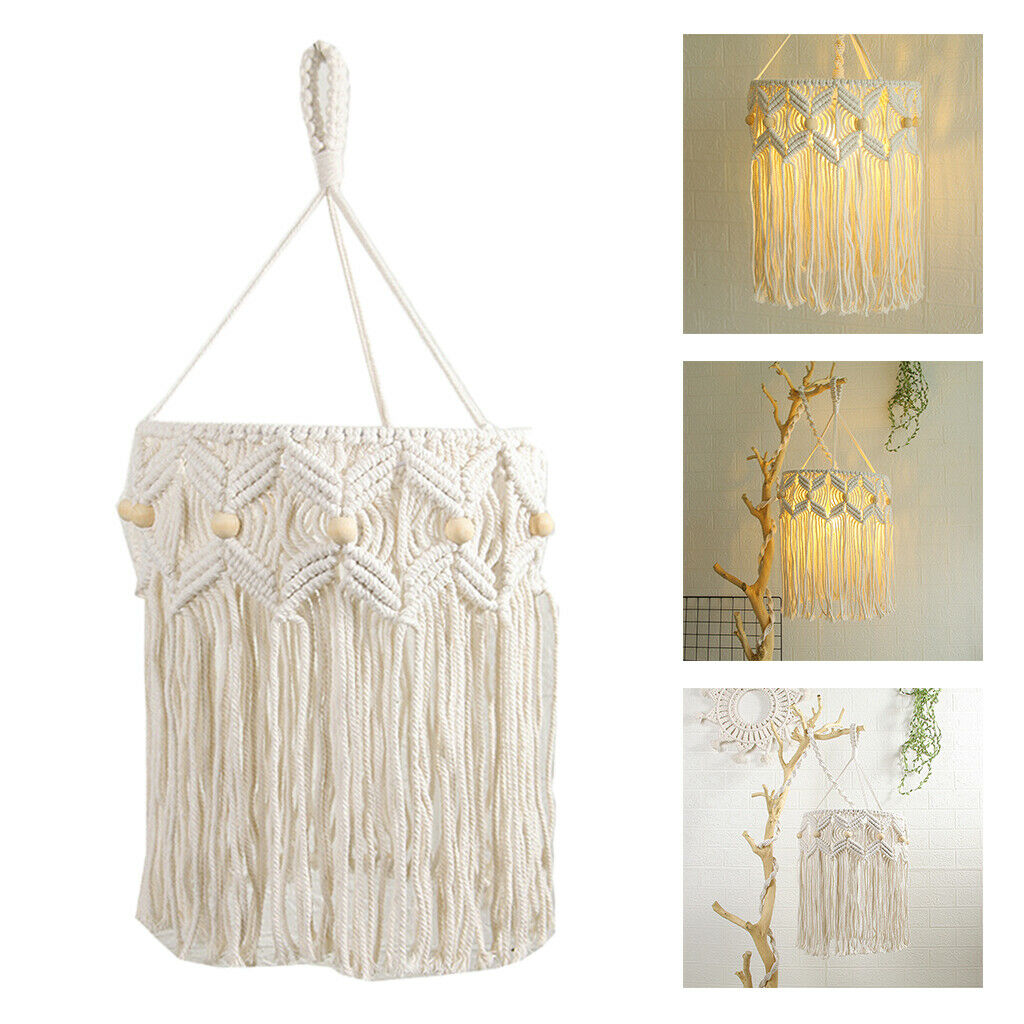 Retro Macrame Lamp Shade Woven Boho Chandeliers Lampshade Cover Decoration