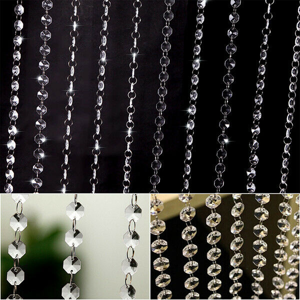 33Ft Beads Crystal String Curtain Bead Wall Panel Fringe Divider Room Door Decor