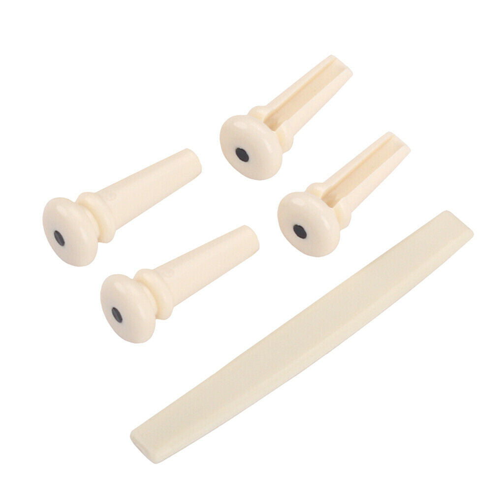 Musically 4pcs Plastic Acoustic Bridge Pins + Saddle For Beginners