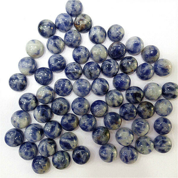 100Pcs 8mm Wholesale Natural Blue Sodalite Round Cab Cabochon Accessories HH7060