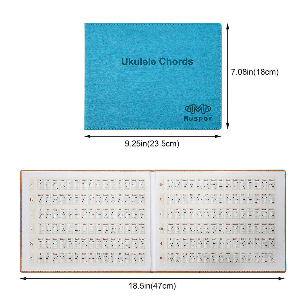 1pc Ukulele Chord Chart Book PU+Paper Collect All Chords EASY TO CARRY