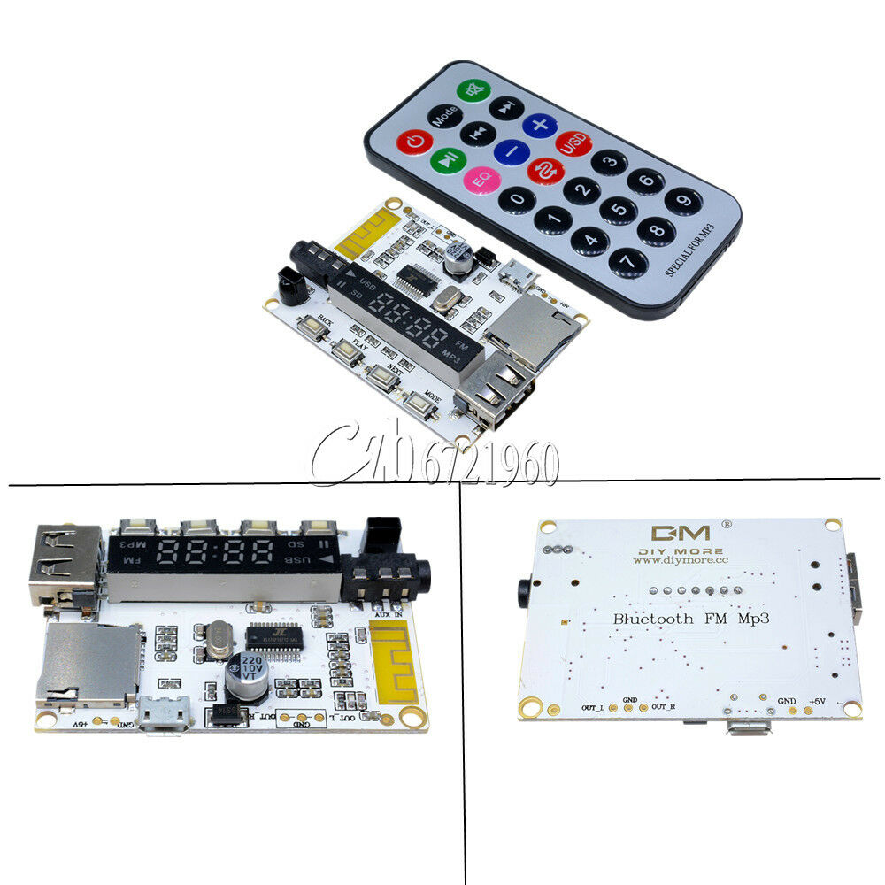 Wireless Bluetooth MP3 FM Decoder Board Audio Remote Module USB TF Radio For Car