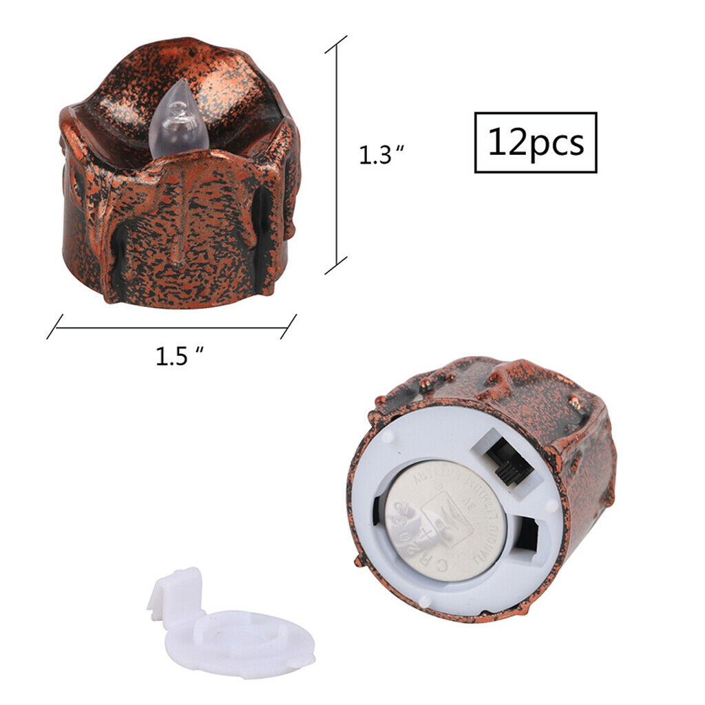12Pcs Battery Operated LED Flameless Flickering Warm White Tea Light Candles