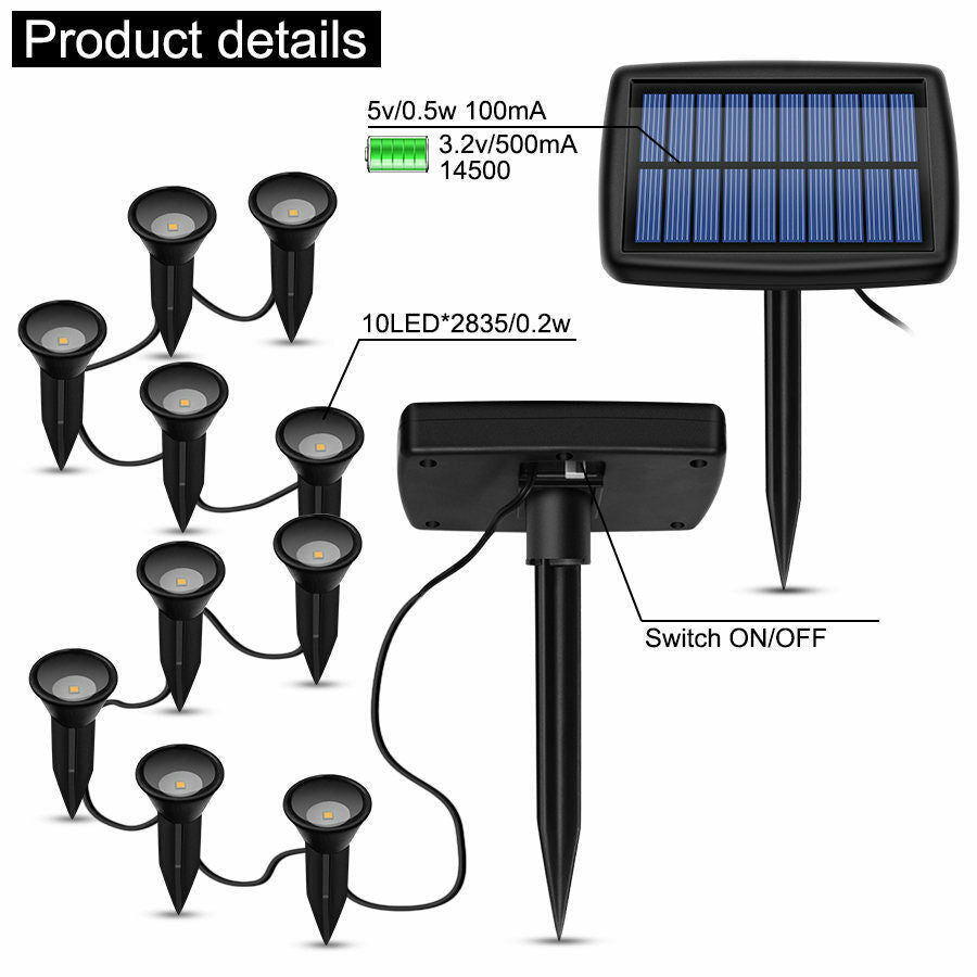 10 in 1 Solar Light  IP65 Waterproof Solar Lawn Light Solar Power Light Outdoors