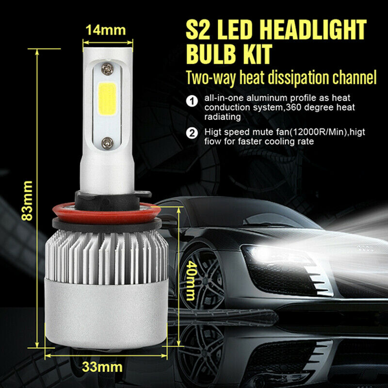 2PCS H11 135000LM LED Car Headlight Bulbs H9 H8 6000K VS HID 35W 55W Fog Lamps