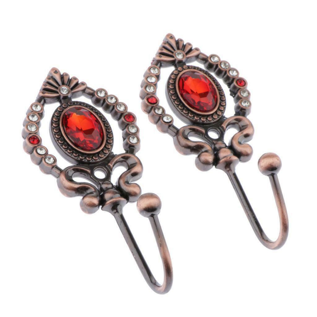 2x Crown-shaped Curtain Tieback Hooks European Style Clothes Hanger Copper