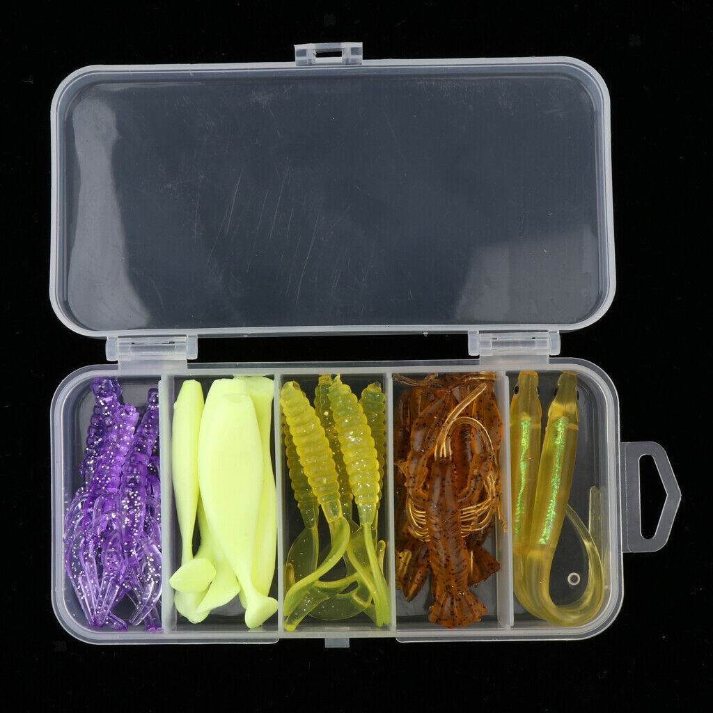 21pcs Soft Shrimp Shad Worm Fishing Lure