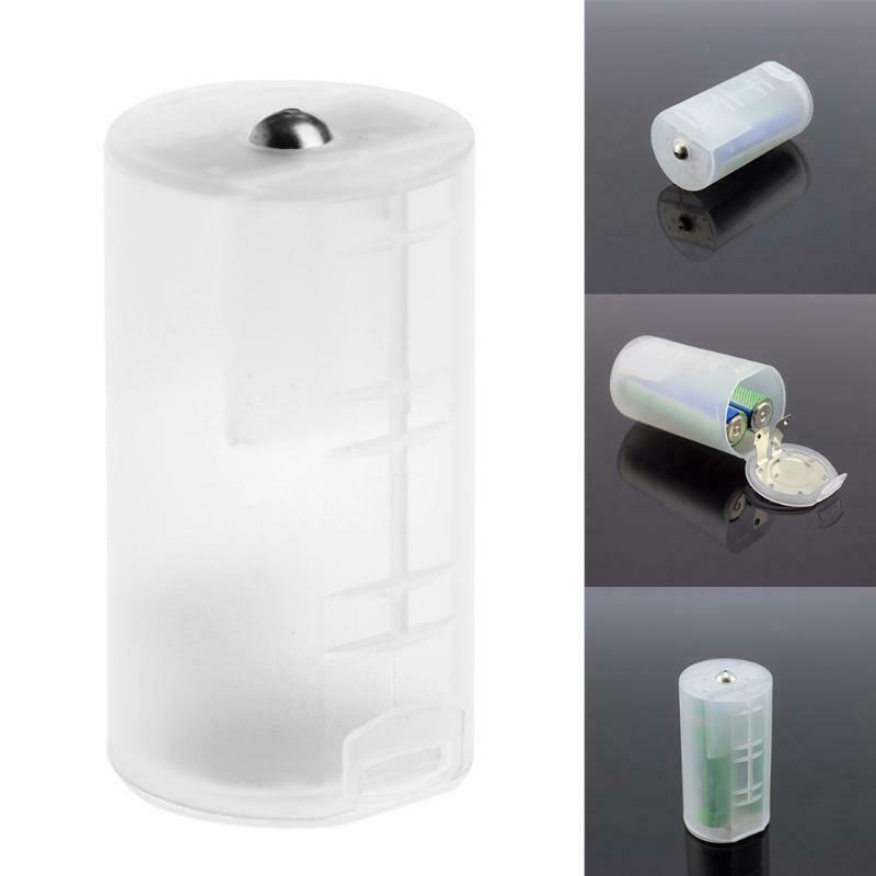 1PC 2 AA To D Size Battery Holder Converter Adapter Switcher Plastic Case Box