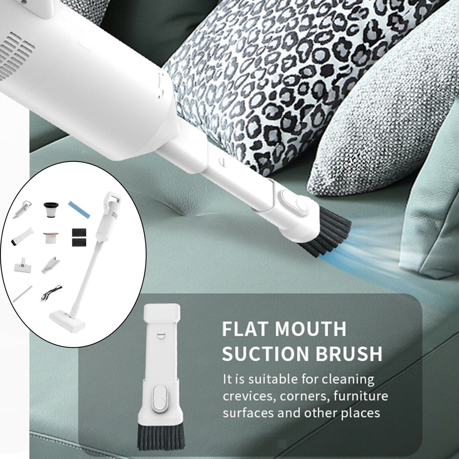 Lightweight White Cordless Vacuum Cleaner Car Duster Machine for Home Office