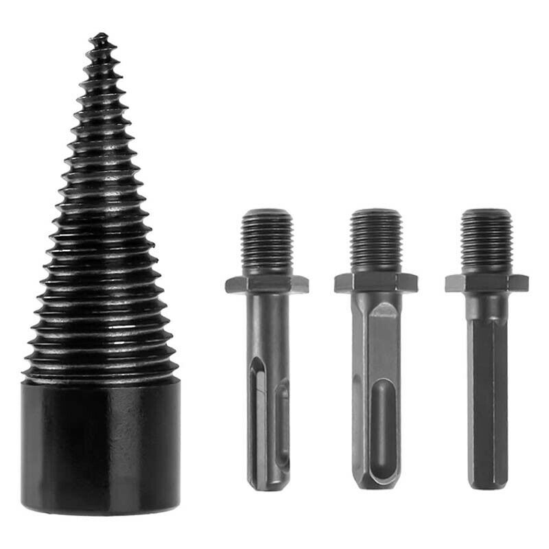 4 Pcs Firewood Log Splitter Drill Bit, Wood Splitter Drill Bits Cone Driver SqG2